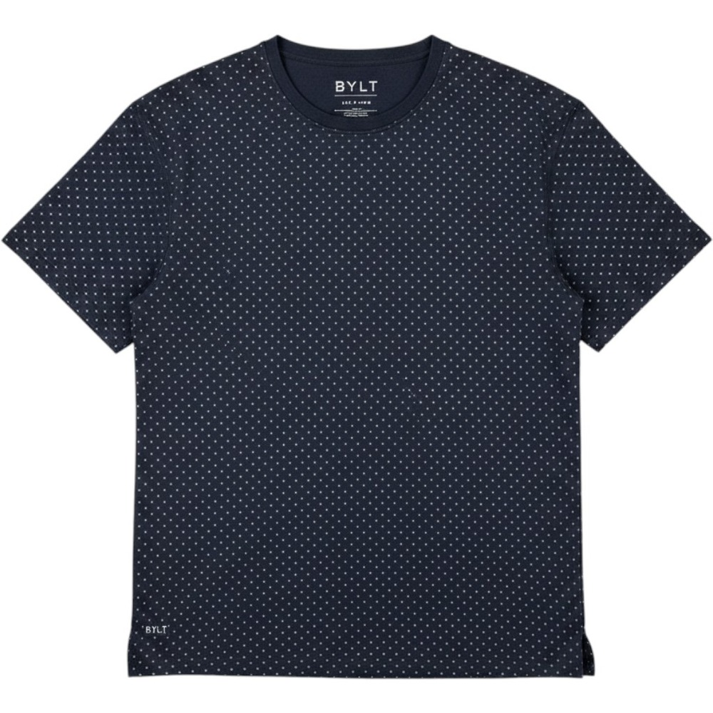 Bylt Basic Crew Sz XL Polka Dot Black Gray Lux Split Hem Polka Dot Short Sleeve